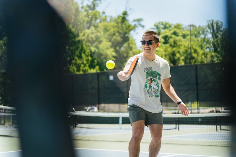 Sage Sigdel returns a shot at Ritter Park, a favorite off-campus escape for a summer game.