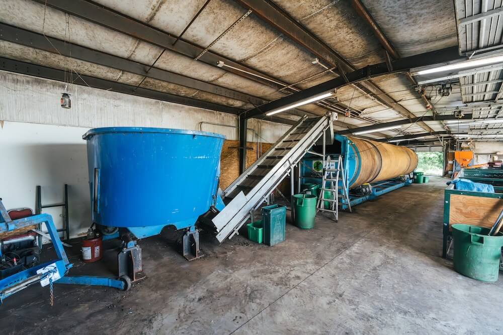The XACT Systems Bioreactor and composting equipment inside Marshall University's commercial composting facility.